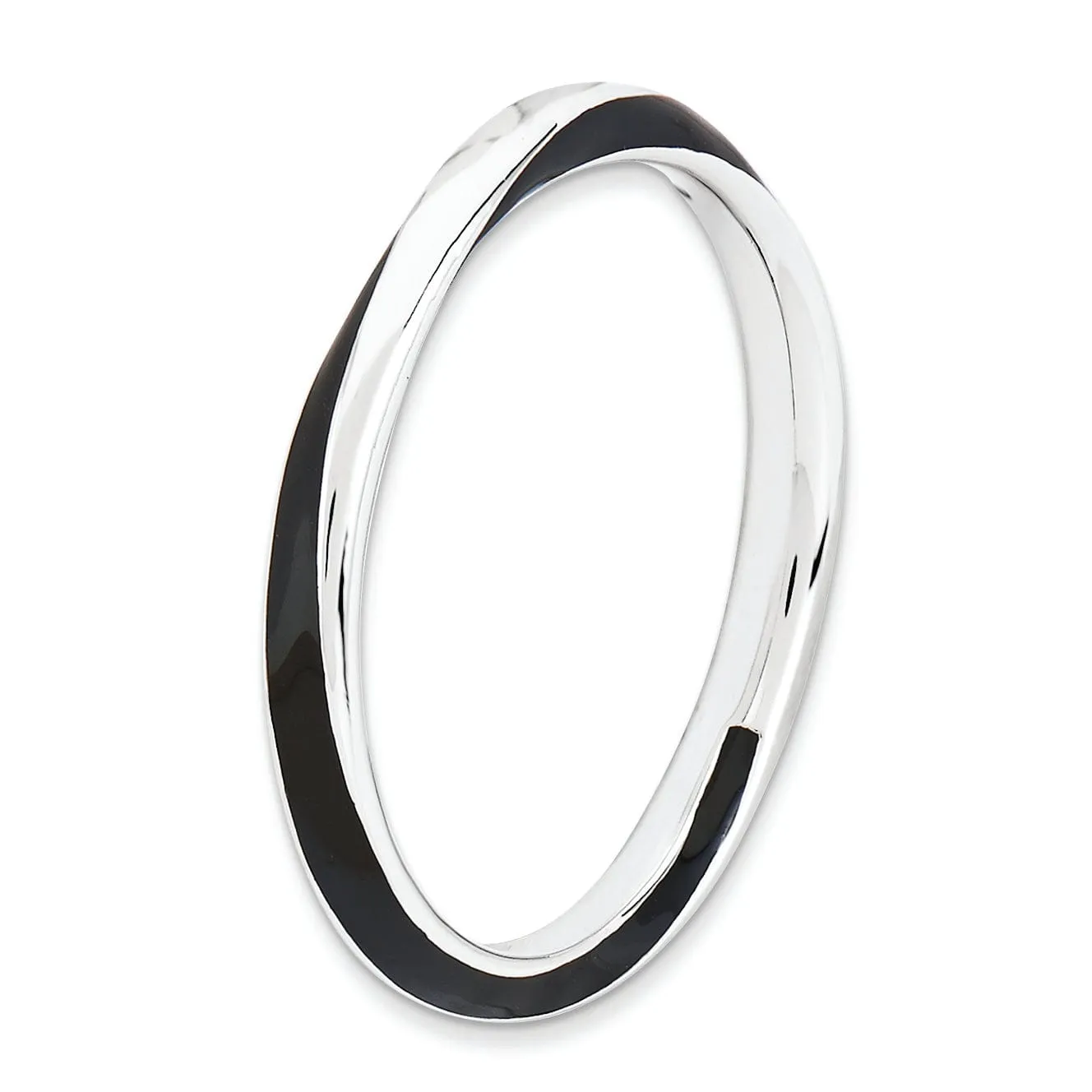 Sterling Silver Black Enameled Stackable Ring