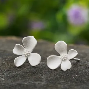 Sterling Silver Blooming Flower Stud Earrings