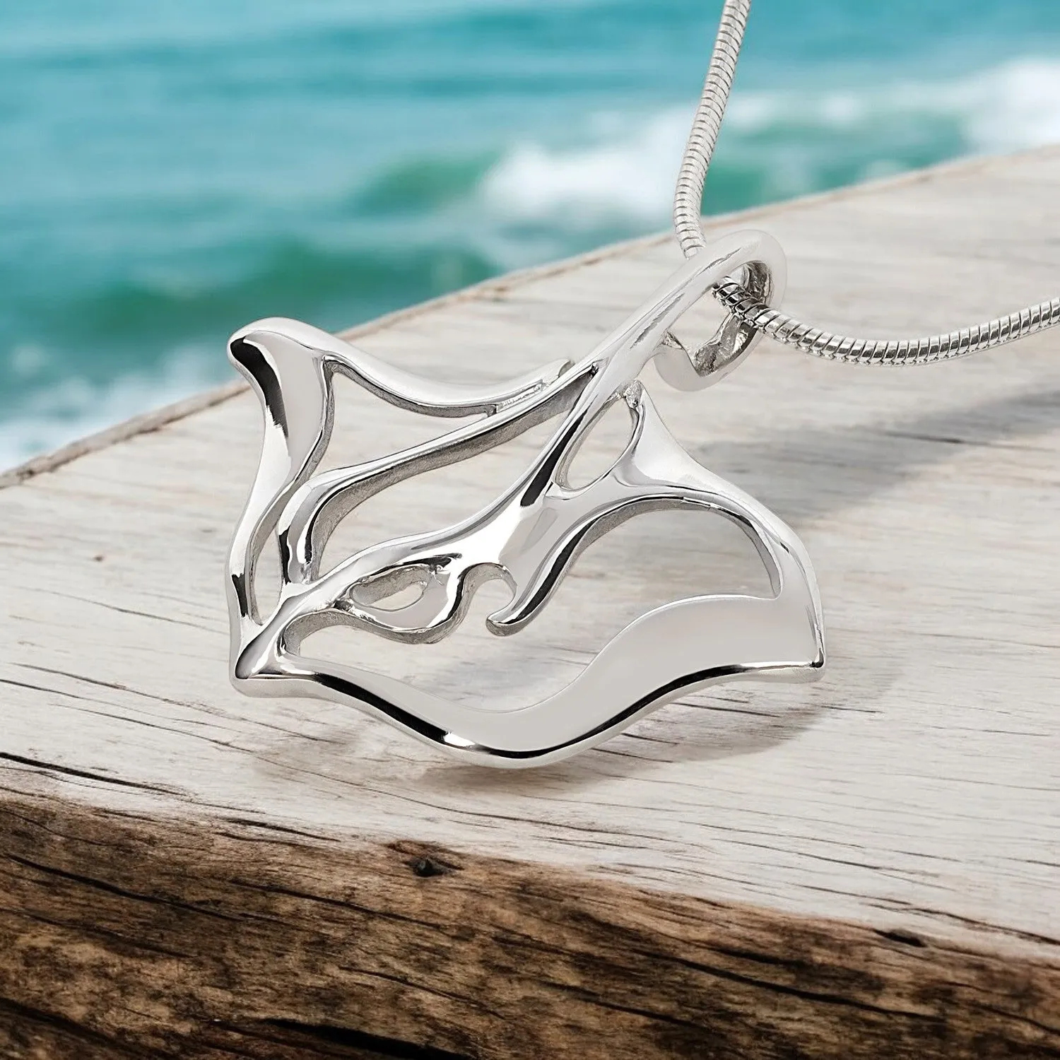 Stingray Necklace Sterling Silver- Manta Ray Necklace for Women, Stingray Jewelry, Scuba Diving Jewelry, Ocean Fine Jewelry