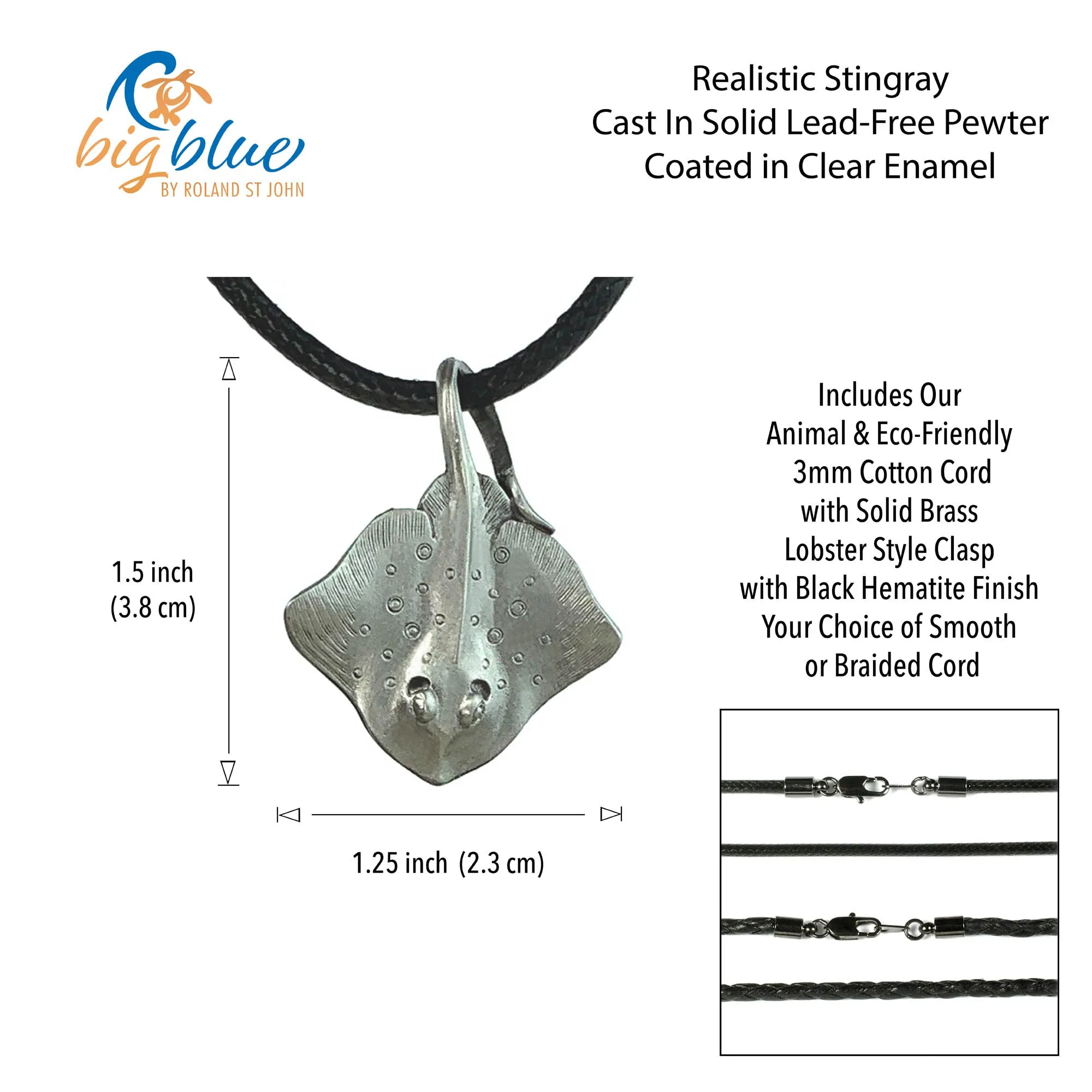 Stingray Necklace- Stingray Gift for Women and Men, Stingray Pendant, Gifts for Divers, Sea Life Jewelry