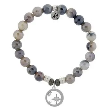 Storm Agate Stone Bracelet with What is Meant to Be Sterling Silver Charm