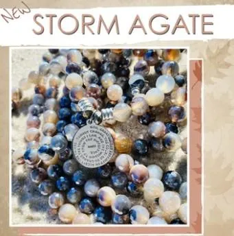 Storm Agate Stone Bracelet with What is Meant to Be Sterling Silver Charm