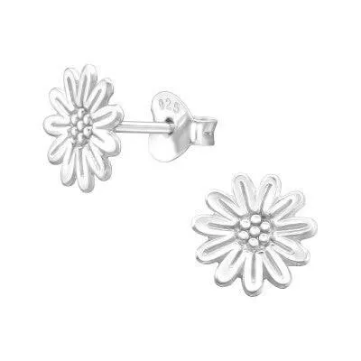 Sunflower Silver Earrings - Elegant Studs for a Touch of Nature  Handcrafted Jewelry