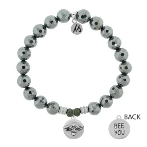 Terahertz Stone Bracelet with Bee You Sterling Silver Charm