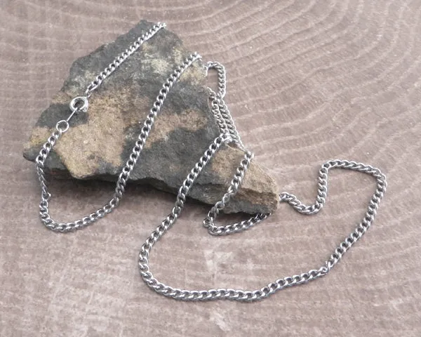 Thin Curb Stainless Steel Necklace 24"