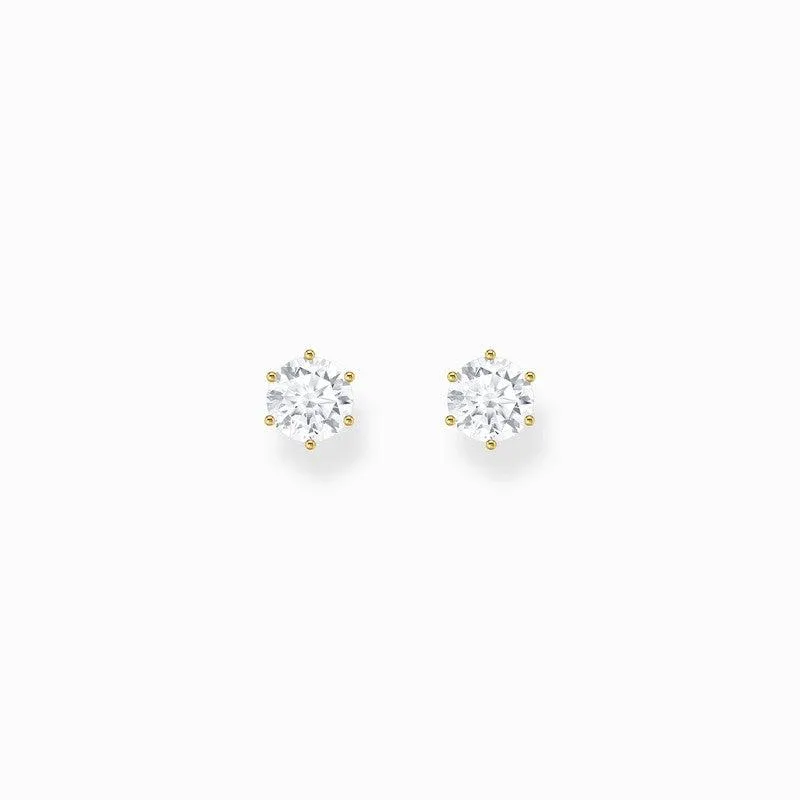 Thomas Sabo Gold-plated Ear Studs with White Zirconia in Brilliant Cut