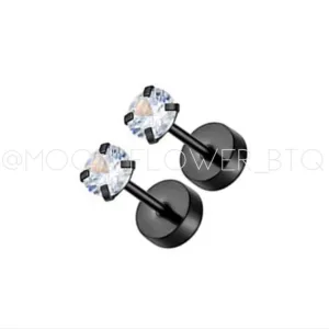 Tiny Black CZ Earrings