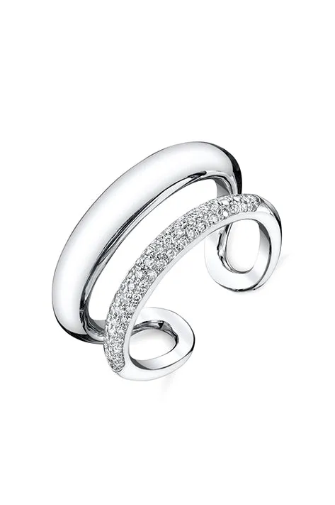 Twin Tusk Ring with Pave Diamonds