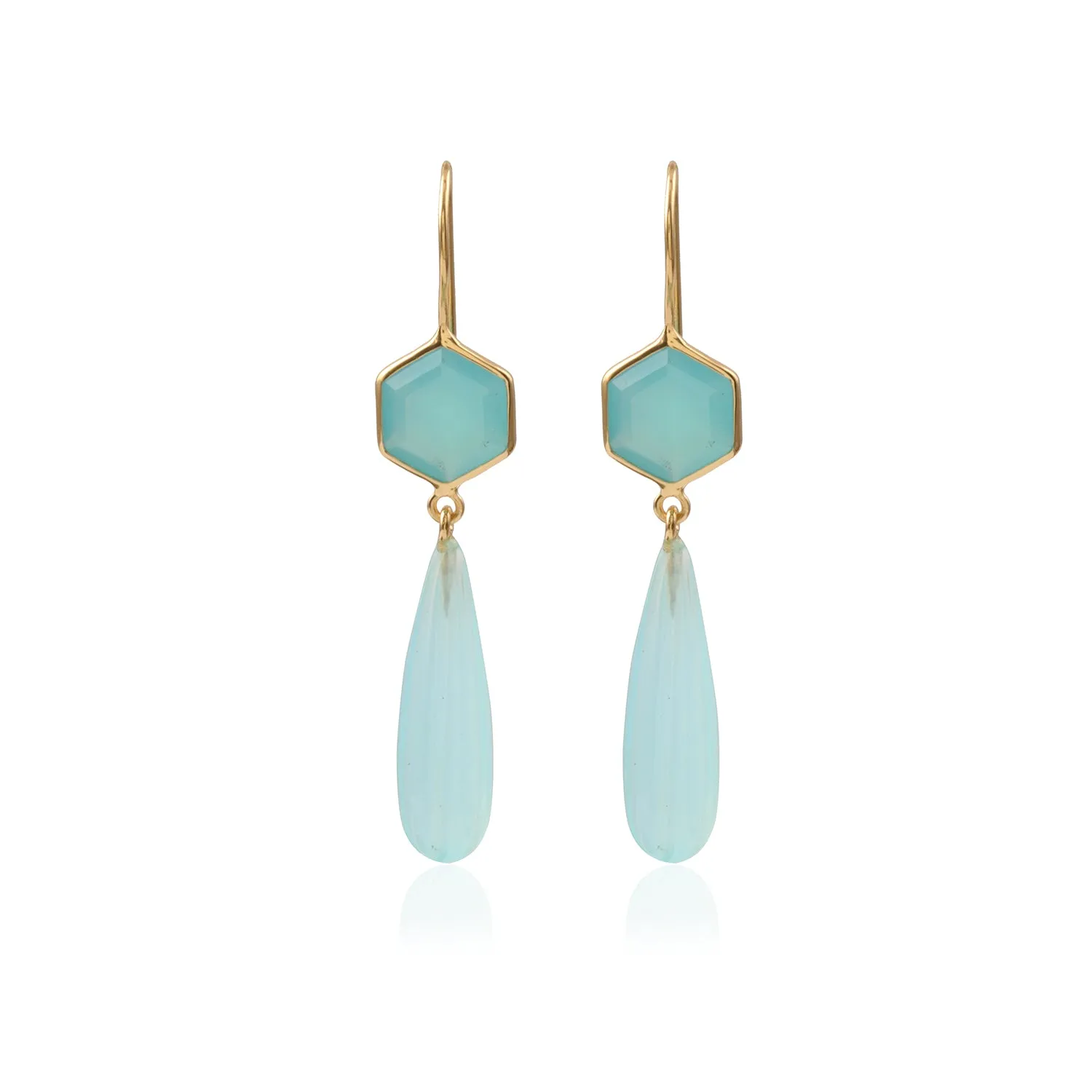 Vama |  Solana earrings | Metal-Sterling Silver | Stone-Aqua Chalcedony | Finish-Shiny