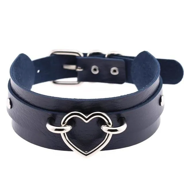 Vegan Leather Heart Collar