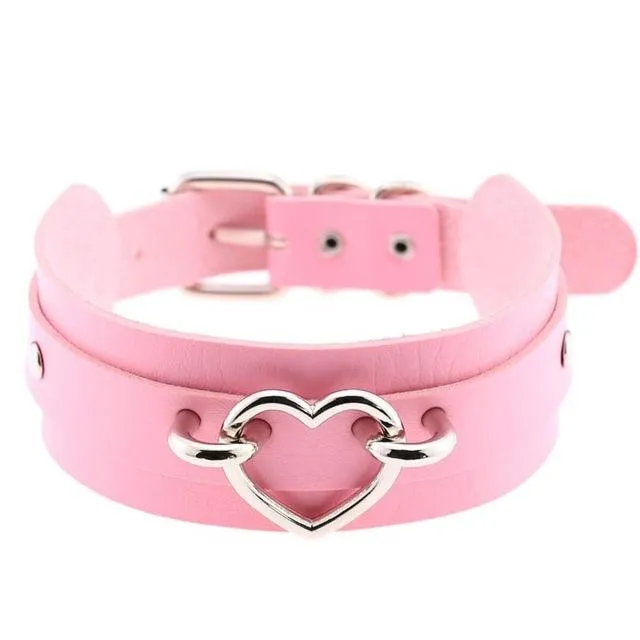 Vegan Leather Heart Collar