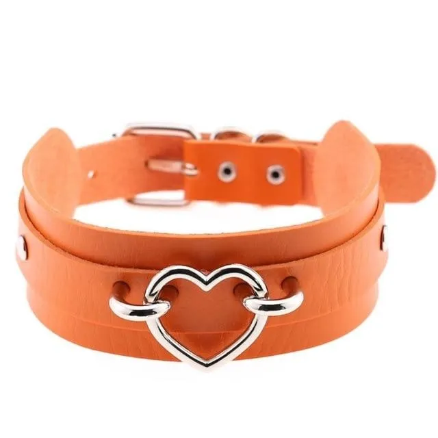 Vegan Leather Heart Collar