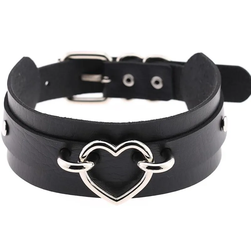 Vegan Leather Heart Collar