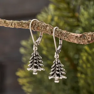 Vintage Leverback Pine Tree Earrings