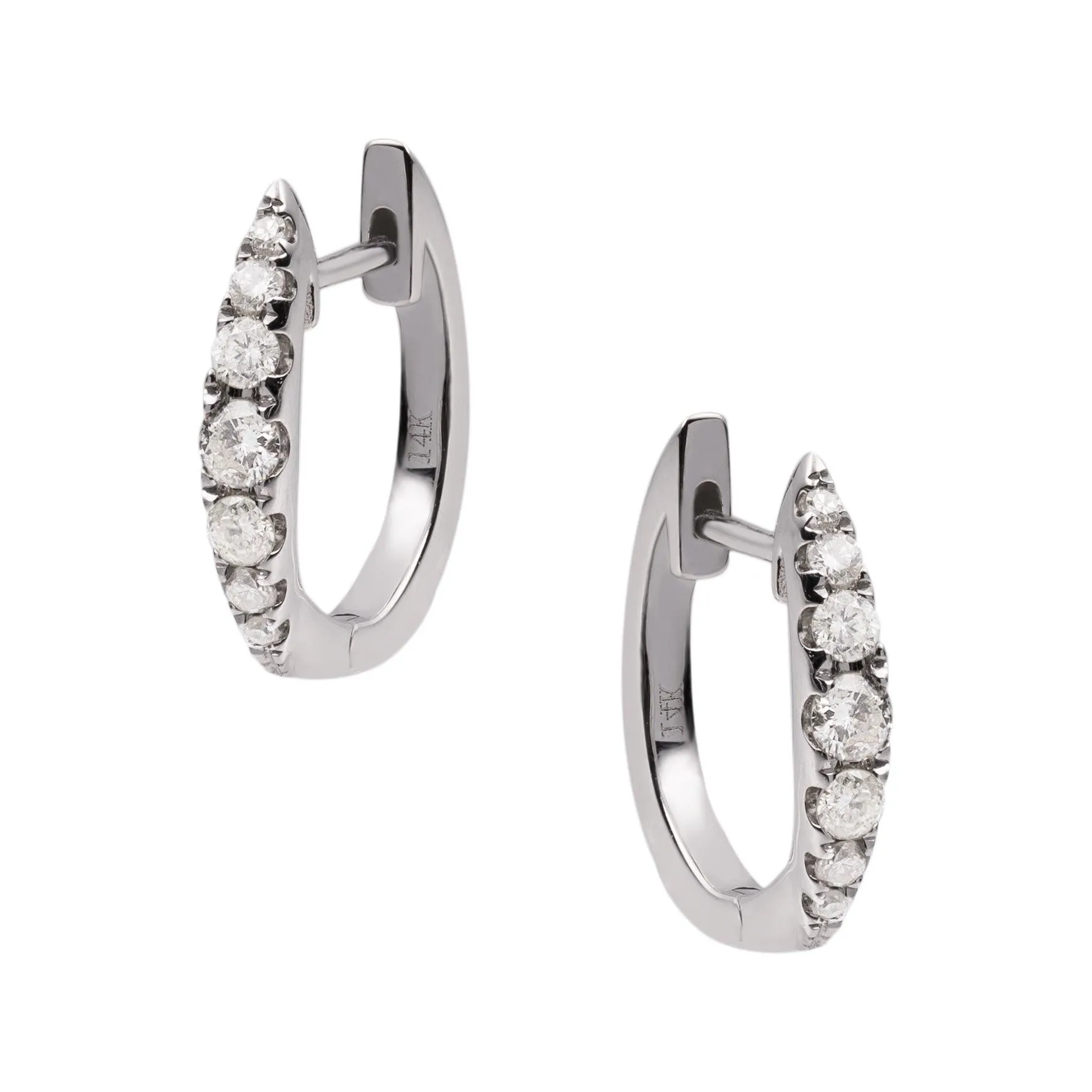 Women's Huggie Hoop Diamond Earrings 0.35ct 14K White Gold