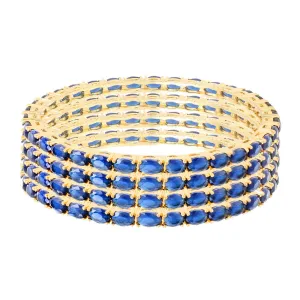 Yellow Chimes Elegant Sapphire Blue AD/American Diamond Studded 18k Gold Plated 4 PCs Handcrafted Bangles Set for Women & Girls (2.4)